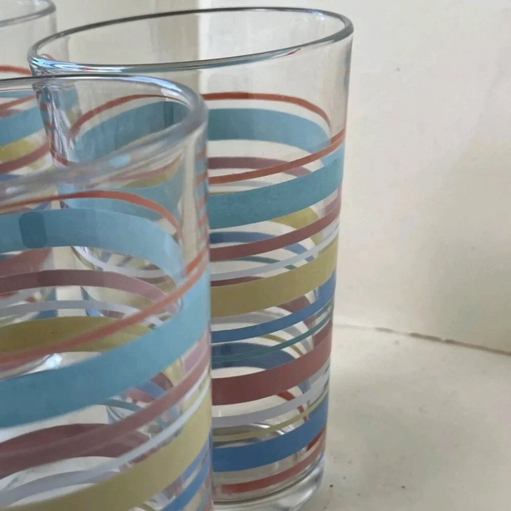 Vintage Culver Fiesta Highball Glasses Set of 4 Gold Barware